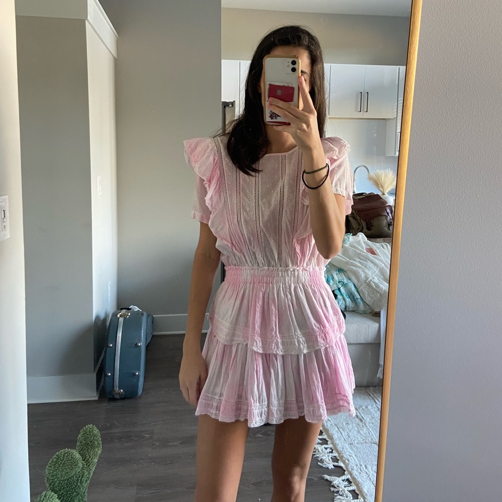 Pink ruffle Loveshackfancy mini dress